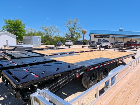 New 2026 Iron Bull 102" x 25' FDP Deckover Trailer with 16K GVWR ,16 Ply Single Tires, 5' Self Cleaning Dovetail w/Rampage Ramps
