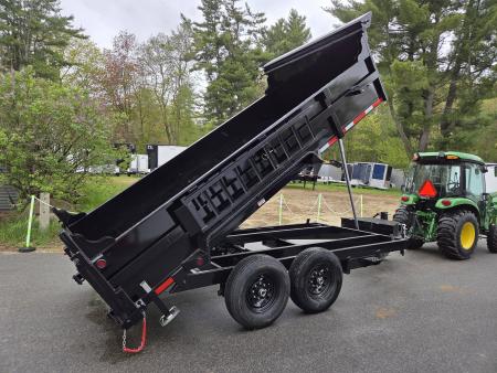 New 2026 Quality Steel and Aluminum 7x14 14,000lb gvwr dump trailer telescopic piston and tarp kit with ramps Dump Trailer
