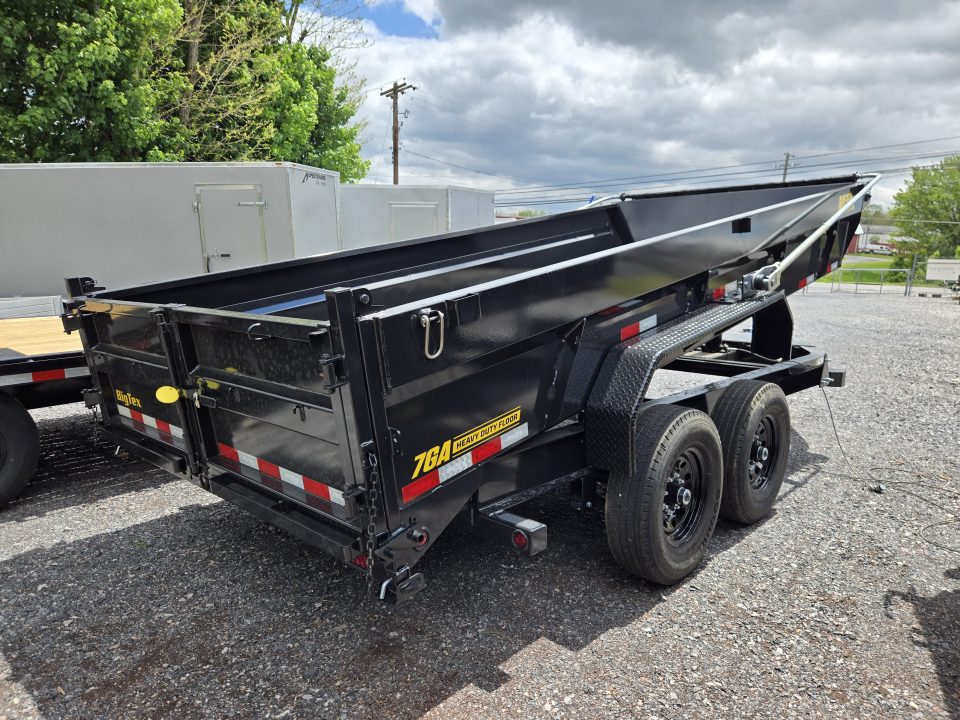 New 7 x 16 Big Tex Low Pro 14TD *X-SERIES* Telescopic Dump Trailer 15.4K****MEGA HOIST Lift, Hyd. Jack, 7 Gauge Floor, Swing Arm Tarp, Solar Batt Charger, Stab. Jacks, LRG Tires