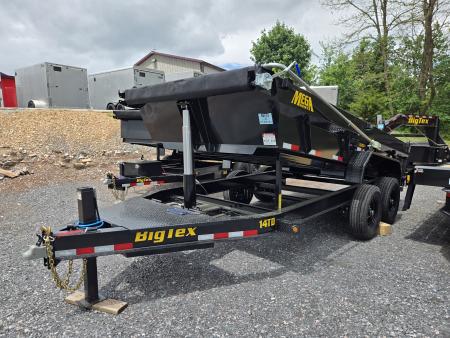 New 7 x 16 Big Tex Low Pro 14TD *X-SERIES* Telescopic Dump Trailer 15.4K****MEGA HOIST Lift, Hyd. Jack, 7 Gauge Floor, Swing Arm Tarp, Solar Batt Charger, Stab. Jacks, LRG Tires