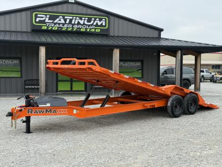 New 2026 RawMaxx FYH 102X24 POWER FULL TILT W/DRIVE OVER FENDERS, 14 PLY TIRES, WIRELESS REMOTE, AND TORSION AXLES, 16K GVWR Tilt Trailer