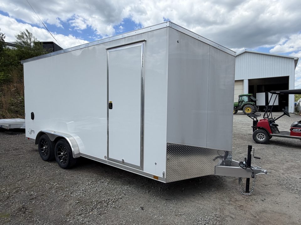 New 2025 ATC 7x16 + 2' V Nose Sto400 All Aluminum Cargo Trailer w/ Ramp
