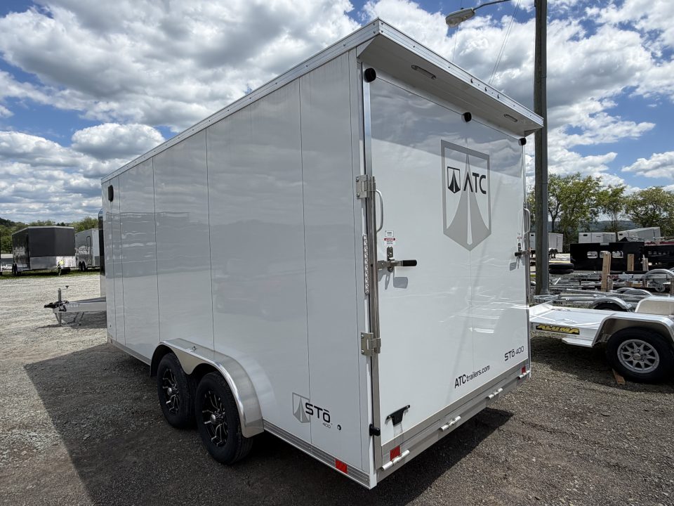 New 2025 ATC 7x16 + 2' V Nose Sto400 All Aluminum Cargo Trailer w/ Ramp