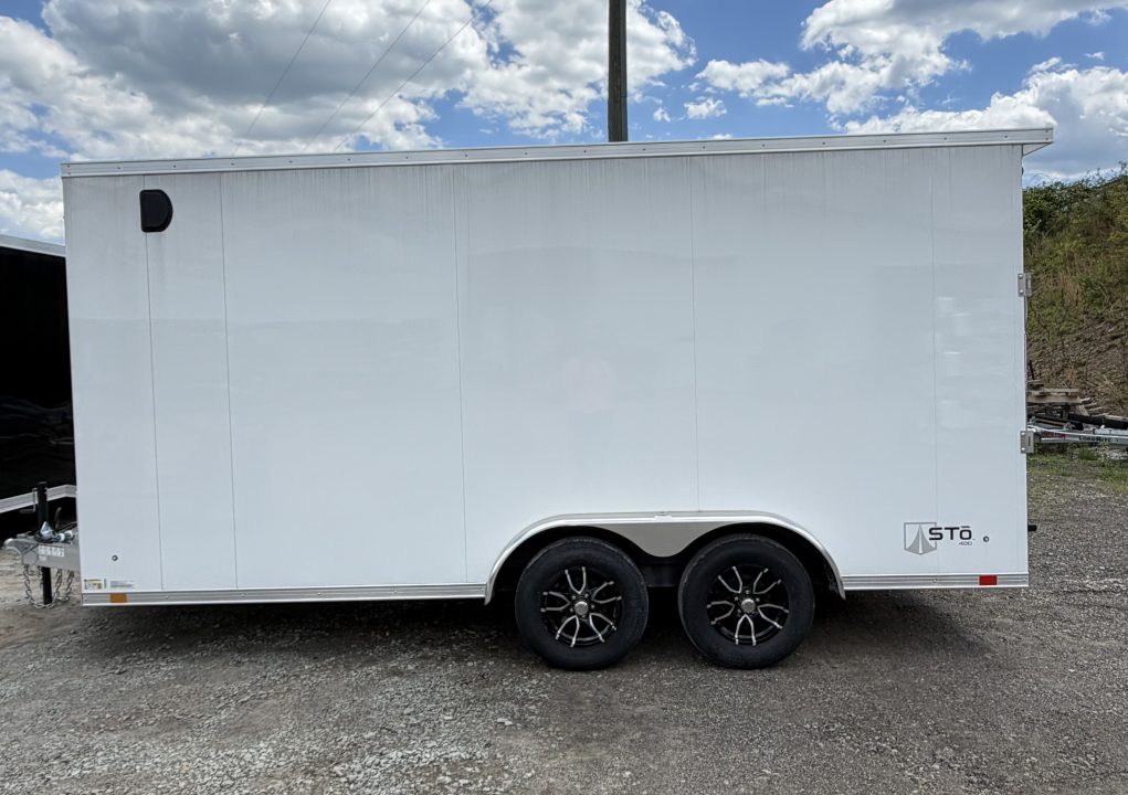 New 2025 ATC 7x16 + 2' V Nose Sto400 All Aluminum Cargo Trailer w/ Ramp