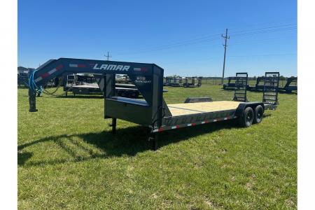 New 2026 Lamar 83x24 Tandem 14K GN Equipment Trailer w/ 2' Dove & Standup Ramps