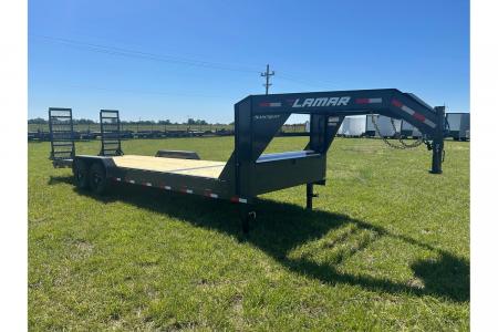 New 2026 Lamar 83x24 Tandem 14K GN Equipment Trailer w/ 2' Dove & Standup Ramps