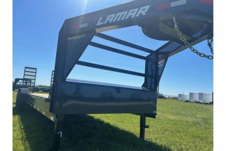 New 2026 Lamar 83x24 Tandem 14K GN Equipment Trailer w/ 2' Dove & Standup Ramps
