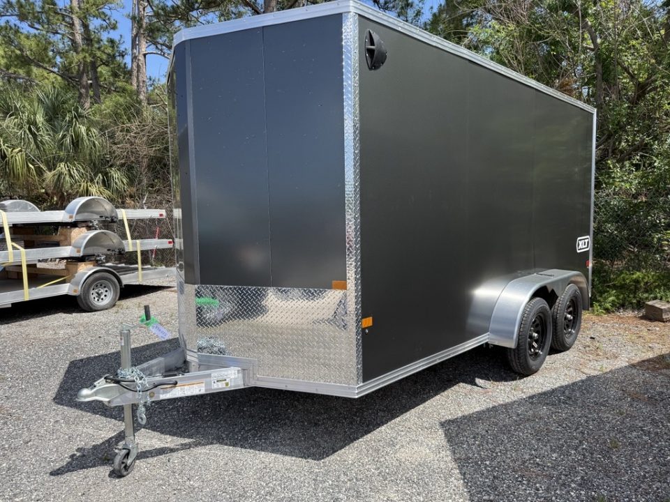 New 2026 ALCOM 7 X 14 Aluminum Charcoal Enclosed XLT Trailer with 6" Extra Height Cargo / Enclosed Trailer