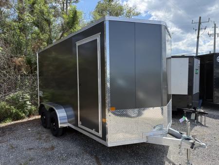 New 2026 ALCOM 7 X 14 Aluminum Charcoal Enclosed XLT Trailer with 6" Extra Height Cargo / Enclosed Trailer