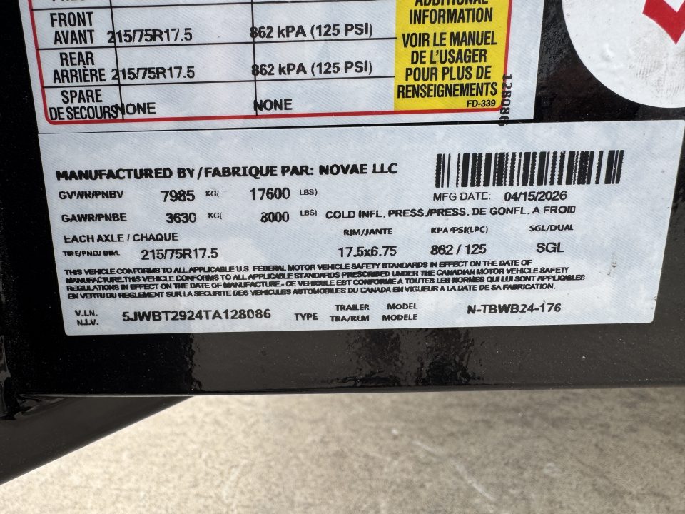 New 2026 Midsota TBWB24 17.6k Tilt Trailer