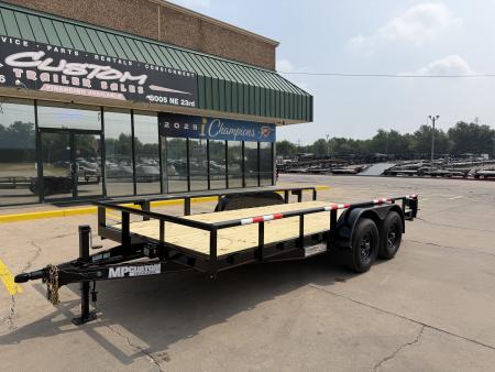 New #144321 2026 MP CUSTOM 16 X 83 TANDEM AXLE PIPE TOP 10K UTILITY TRAILER W/ SLIDE IN RAMPS