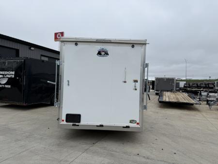 Used LIKE NEW 2022 Bighorn R&M 7x16 + 2’V Nose 7' TALL SUPERIOR QUALITY Rear Ramp Enclosed Cargo Trailer