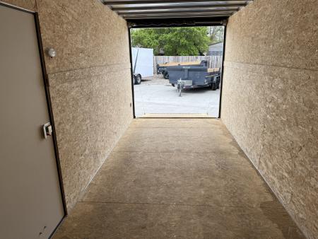 Used LIKE NEW 2022 Bighorn R&M 7x16 + 2’V Nose 7' TALL SUPERIOR QUALITY Rear Ramp Enclosed Cargo Trailer