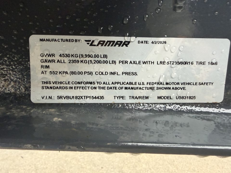 New #154435 2026 LAMAR U5 18 X 83 TANDEM AXLE SQUARE TUBE TOP 10K UTILITY W/ SLIDE IN RAMPS