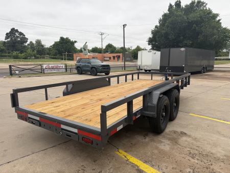New #154435 2026 LAMAR U5 18 X 83 TANDEM AXLE SQUARE TUBE TOP 10K UTILITY W/ SLIDE IN RAMPS