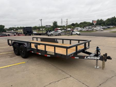 New #154435 2026 LAMAR U5 18 X 83 TANDEM AXLE SQUARE TUBE TOP 10K UTILITY W/ SLIDE IN RAMPS