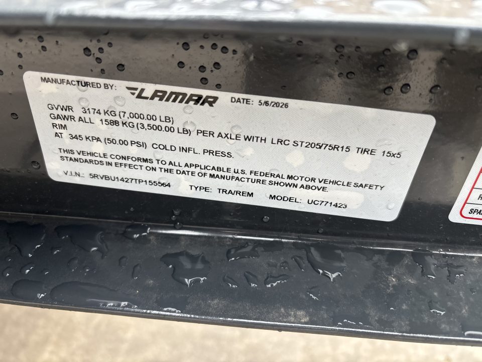 New #155564 2026 LAMAR UC 14 X 77 TANDEM AXLE SQUARE TUBE TOP 7K UTILITY W/ REAR RAMP GATE