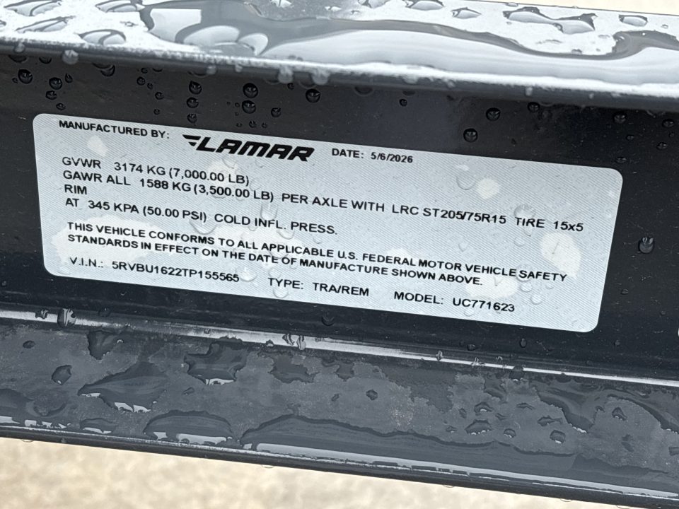 New #155565 2026 LAMAR UC 16 X 77 TANDEM AXLE 7K SQUARE TUBE TOP UTILITY W/ RAMP GATE