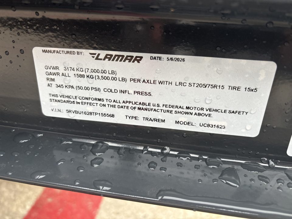 New #155568 2026 LAMAR UC 16 X 83 TANDEM AXLE SQUARE TUBE TOP 7K UTILITY W/ REAR RAMP GATE