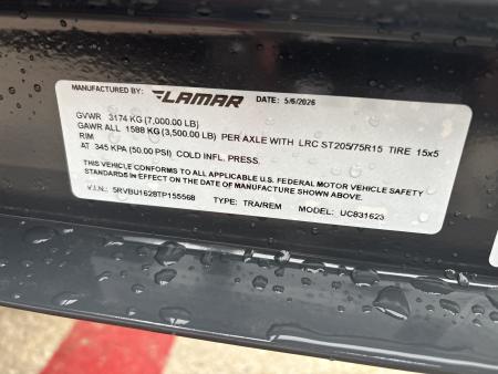 New #155568 2026 LAMAR UC 16 X 83 TANDEM AXLE SQUARE TUBE TOP 7K UTILITY W/ REAR RAMP GATE