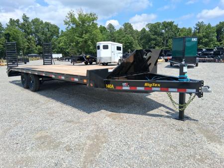 New 2027 Big Tex Trailers 24' 14OA 14K Flat Bed Trailer w/ Slide In Ramps Deckover Trailer