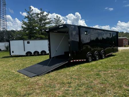New 2026 Rock Solid Cargo 8.5x28 Race Trailer-Finished Interior-7'6  Interior-Triple 7000 TORSIONS -HD RAMP-AWNING -10  BOGEY WHEELS