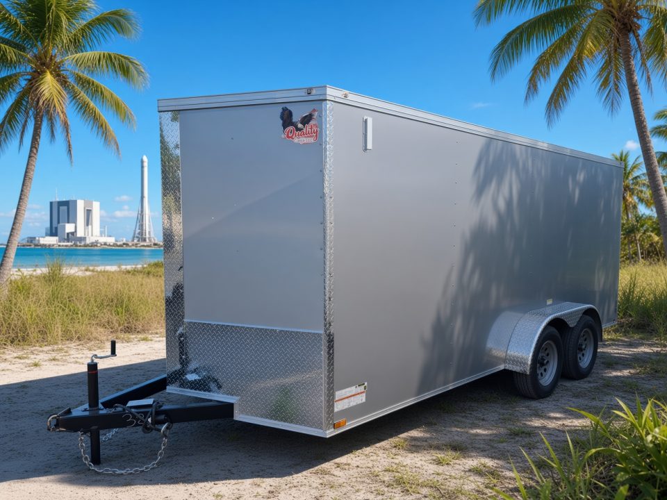 New 2026 Quality Cargo 7 x 16 Enclosed Silver Cargo Trailer Great for Equipment, Motorcycles & Tools Cargo / Enclosed Trailer
