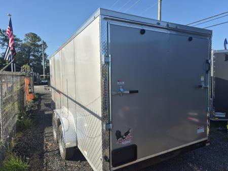 New 2026 Quality Cargo 7 x 16 Enclosed Silver Cargo Trailer Great for Equipment, Motorcycles & Tools