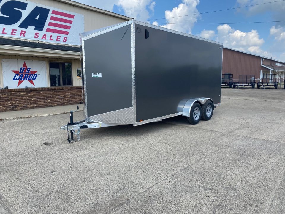 New 2027 Lightning Trailers 7X16 V-Nose Ramp Door +12" Cargo / Enclosed Trailer