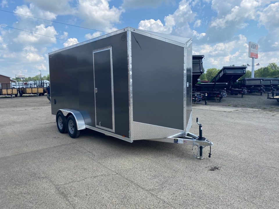 New 2027 Lightning Trailers 7X16 V-Nose Ramp Door +12" Cargo / Enclosed Trailer