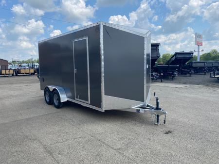 New 2027 Lightning Trailers 7X16 V-Nose Ramp Door +12" Cargo / Enclosed Trailer