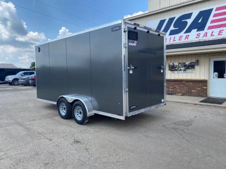 New 2027 Lightning Trailers 7X16 V-Nose Ramp Door +12" Cargo / Enclosed Trailer