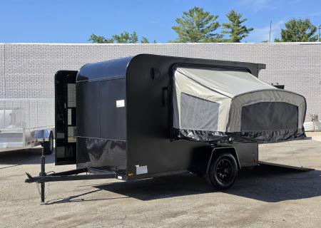 New 5.5 X 10 ENCLOSED TENT TRAILER SINGLE AXLE FOLD OUT BUNK KITCHENETTE TABLE 2027 FOREST RIVER
