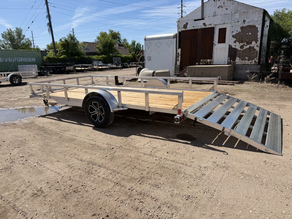 New 2026 Load Trail 7-14 Aluminum Ramp Gate Utility W/ Bi-Fold Gate 3K GVWR