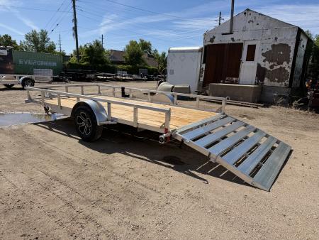 New 2026 Load Trail 7-14 Aluminum Ramp Gate Utility W/ Bi-Fold Gate 3K GVWR