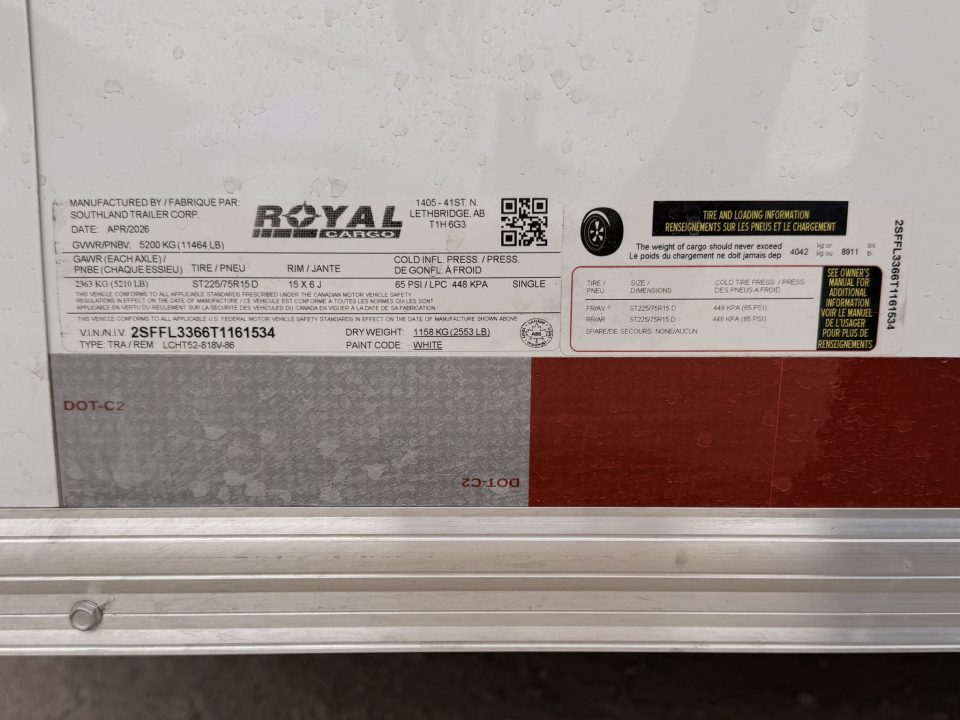 New 2026 Royal Cargo Trailers 8-16-1.5V Enclosed 10K GVWR