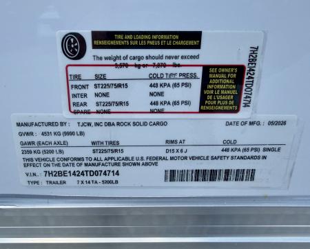 New 2026 Rock Solid Cargo 7X14 10K Cargo/Enclosed Trailer