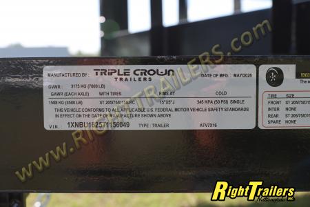 New 2026 7X16 TRIPLE CROWN ATV UTILITY TRAILER