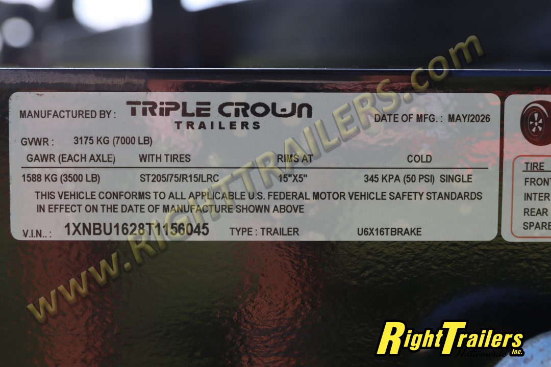 New 2026 6X16 Triple Crown Utility Trailer