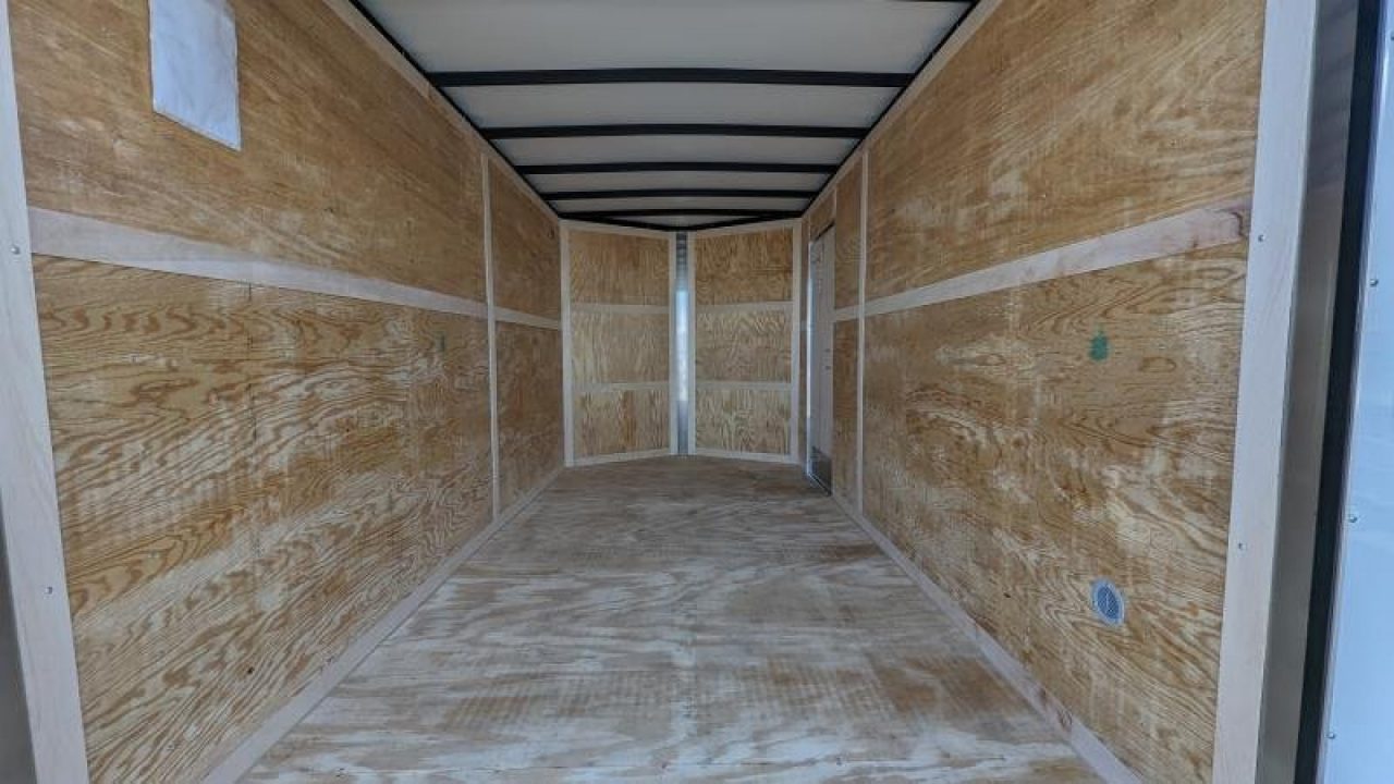 New 2026 Homesteader 7x14 Intrepid V-Nose Contractor Cargo Trailer w/ Barn Doors & Ladder Racks