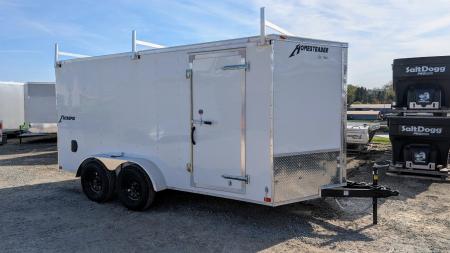 New 2026 Homesteader 7x14 Intrepid V-Nose Contractor Cargo Trailer w/ Barn Doors & Ladder Racks