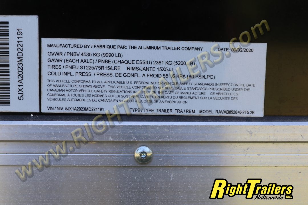 Used 2021 ATC 8.5X20 Race Trailer