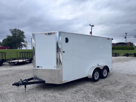 New 2026 H&H 7x14 HH Series Flat Top V-Nose Enclosed Cargo Trailer, 7K Tandem,Rear Spoiler, +6 Inches, Composite 080