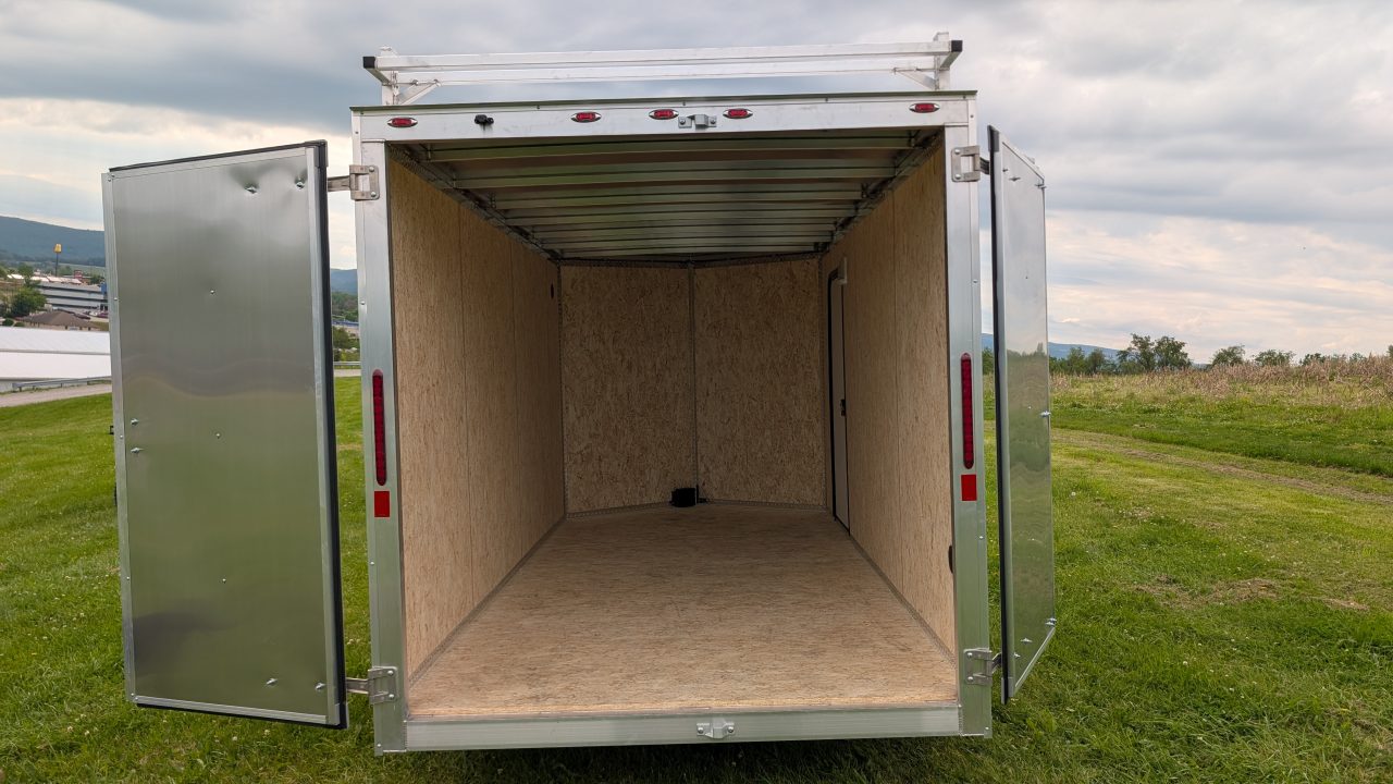 New 2026 Legend 7x14 + 2' V Thunder Aluminum Contractor Cargo Trailer w/ Barn Doors & Ladder Racks