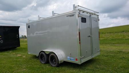New 2026 Legend 7x14 + 2' V Thunder Aluminum Contractor Cargo Trailer w/ Barn Doors & Ladder Racks