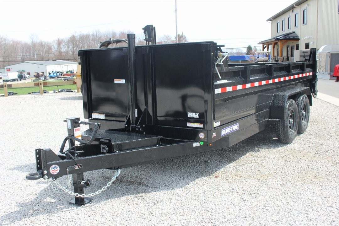 New 2026 Sure-Trac 7' x 16' HD Low Profile Telescopic Lift Hydraulic Dump Trailer - 14000# GVW