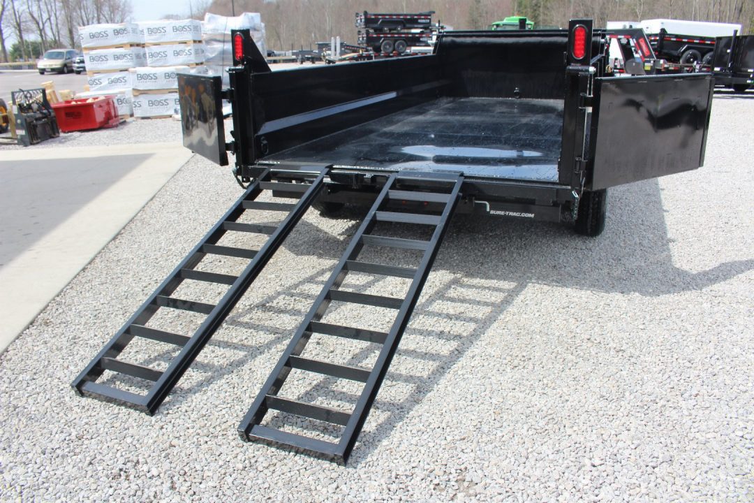 New 2026 Sure-Trac 7' x 16' HD Low Profile Telescopic Lift Hydraulic Dump Trailer - 14000# GVW