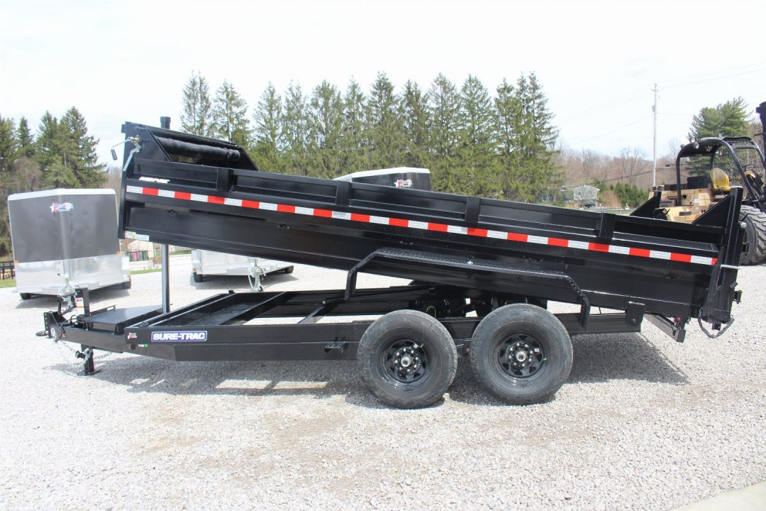 New 2026 Sure-Trac 7' x 16' HD Low Profile Telescopic Lift Hydraulic Dump Trailer - 14000# GVW