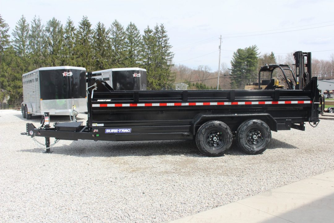 New 2026 Sure-Trac 7' x 16' HD Low Profile Telescopic Lift Hydraulic Dump Trailer - 14000# GVW