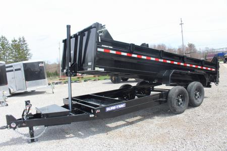 New 2026 Sure-Trac 7' x 16' HD Low Profile Telescopic Lift Hydraulic Dump Trailer - 14000# GVW